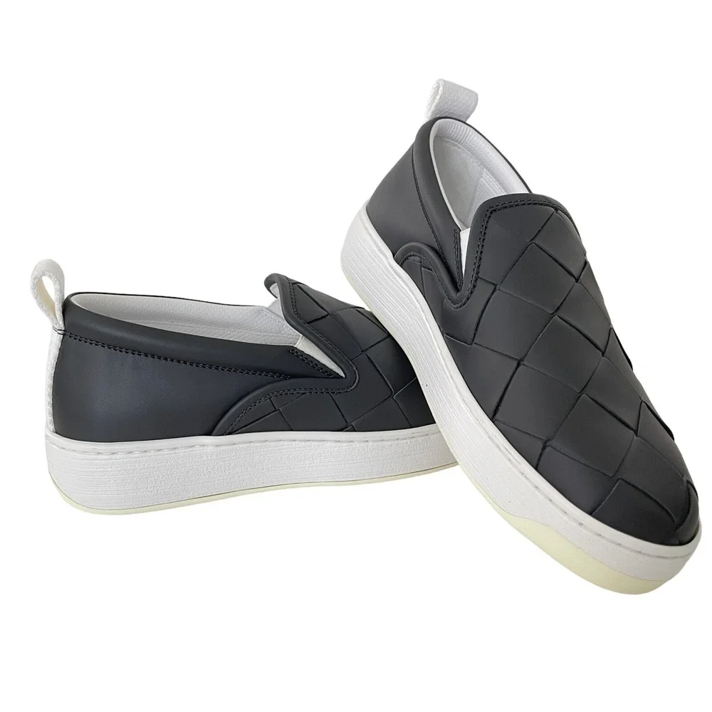 Bottega Veneta 578303 Women's Ardoise Leather intrecciato Loafers shoes, 38‎